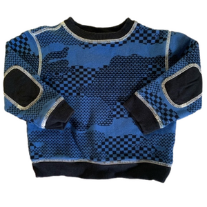 Crazy 8 Blue Black Green Crew Neck Sweatshirt with Fabric Elbow Patches Size 3T